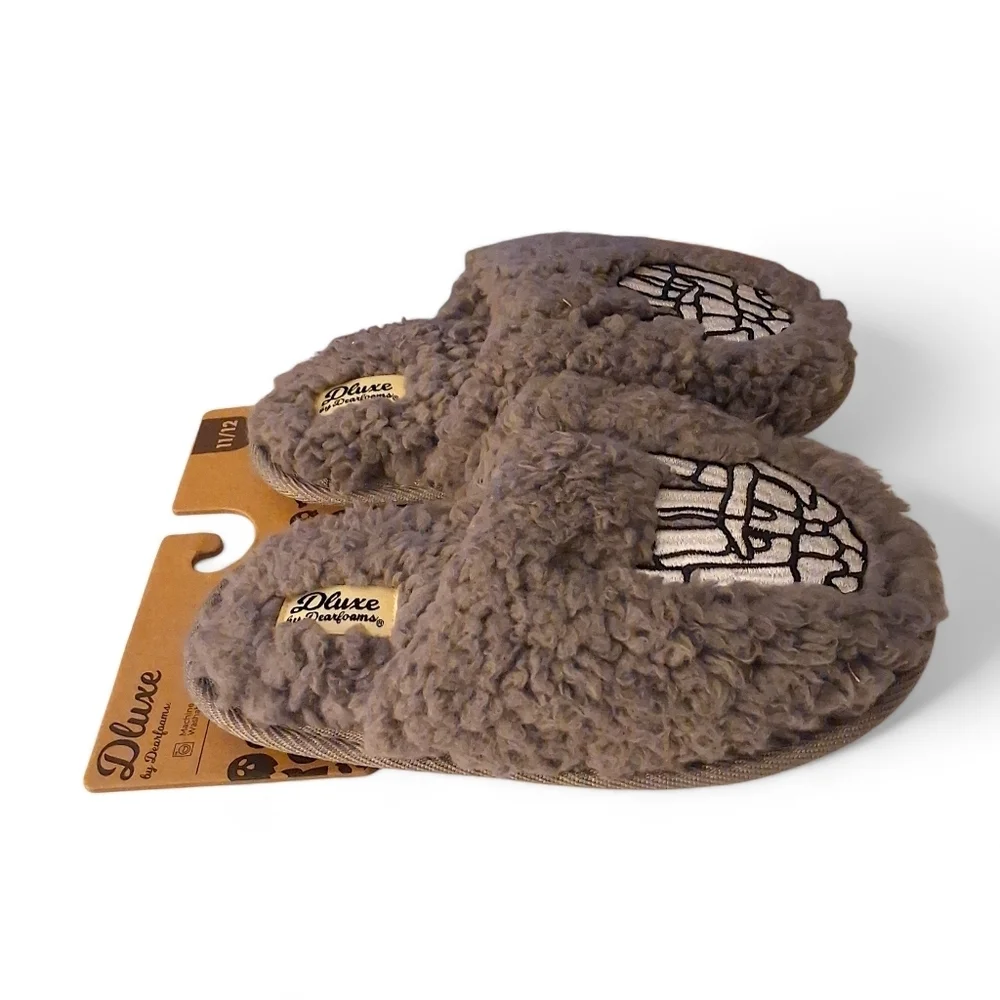 Dluxe by Dearfoams Kids Skeleton Peace Sign Slippers Size 11/12